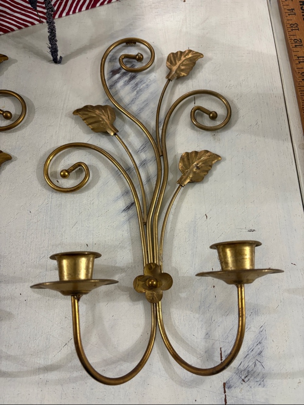 Vintage Homeco Brass plated wall sconces  2 piece set - Picture 3 of 6